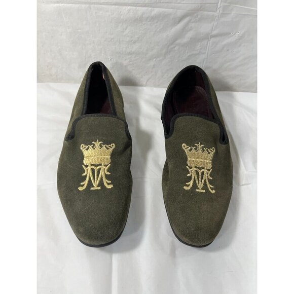 London Brogue Mens Size 8  GREEN SUEDE SLIP ON SHOES DRIVING SHOE - Picture 1 of 15